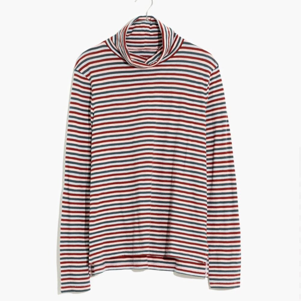 Madewell Whisper Cotton Turtleneck in Herrick Stripe